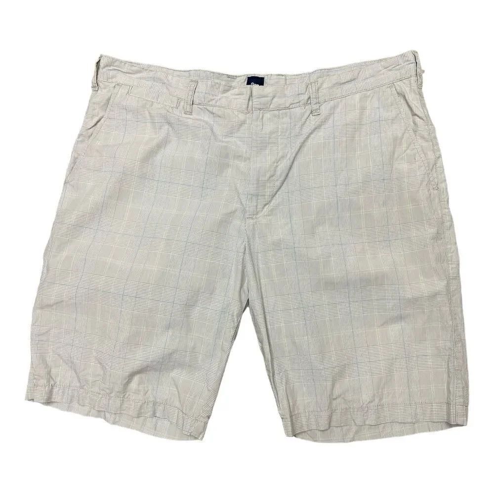 Gap Gray Blue Yellow Plaid Flat Front Shorts Size 40 Cotton Lightweight Casual